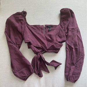 F21 Purple Cropped Blouse